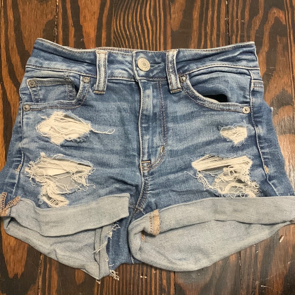 AMERICAN EAGLE DENIM JEAN SHORTS RIPPED 00